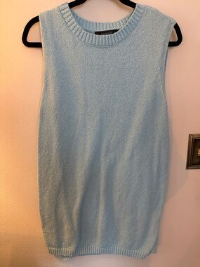 Sleeveless Knit Tank Top - Light Blue and Knit Shorts